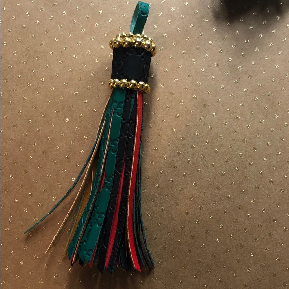 Designer-Inspired Red & Black Keychain GG